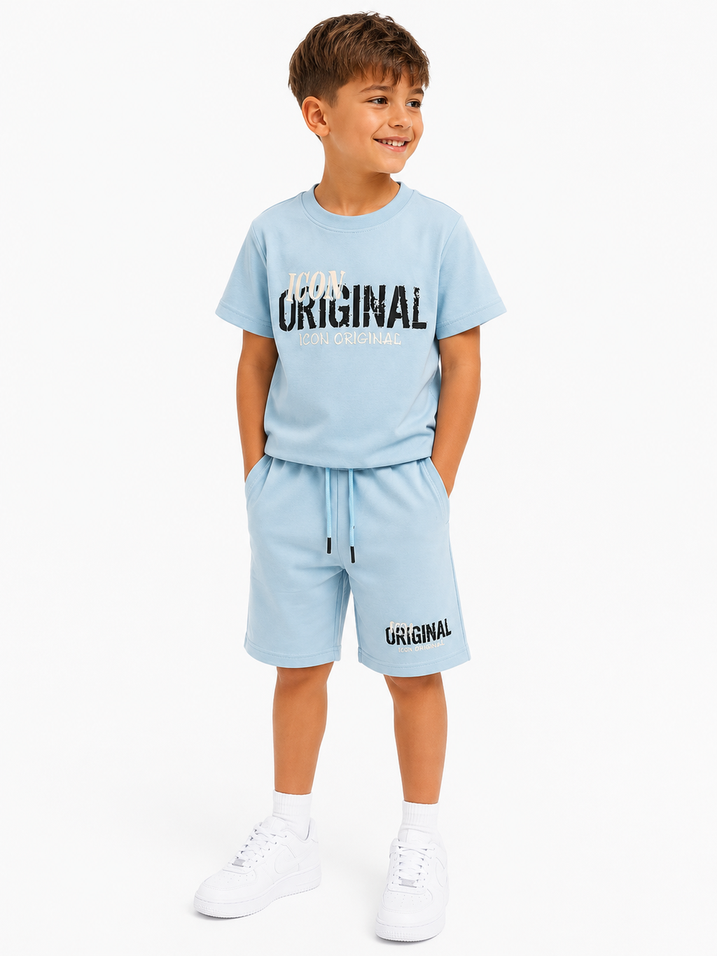 Ensemble Short & T-shirt Bleu Ciel "Original" – Garçon