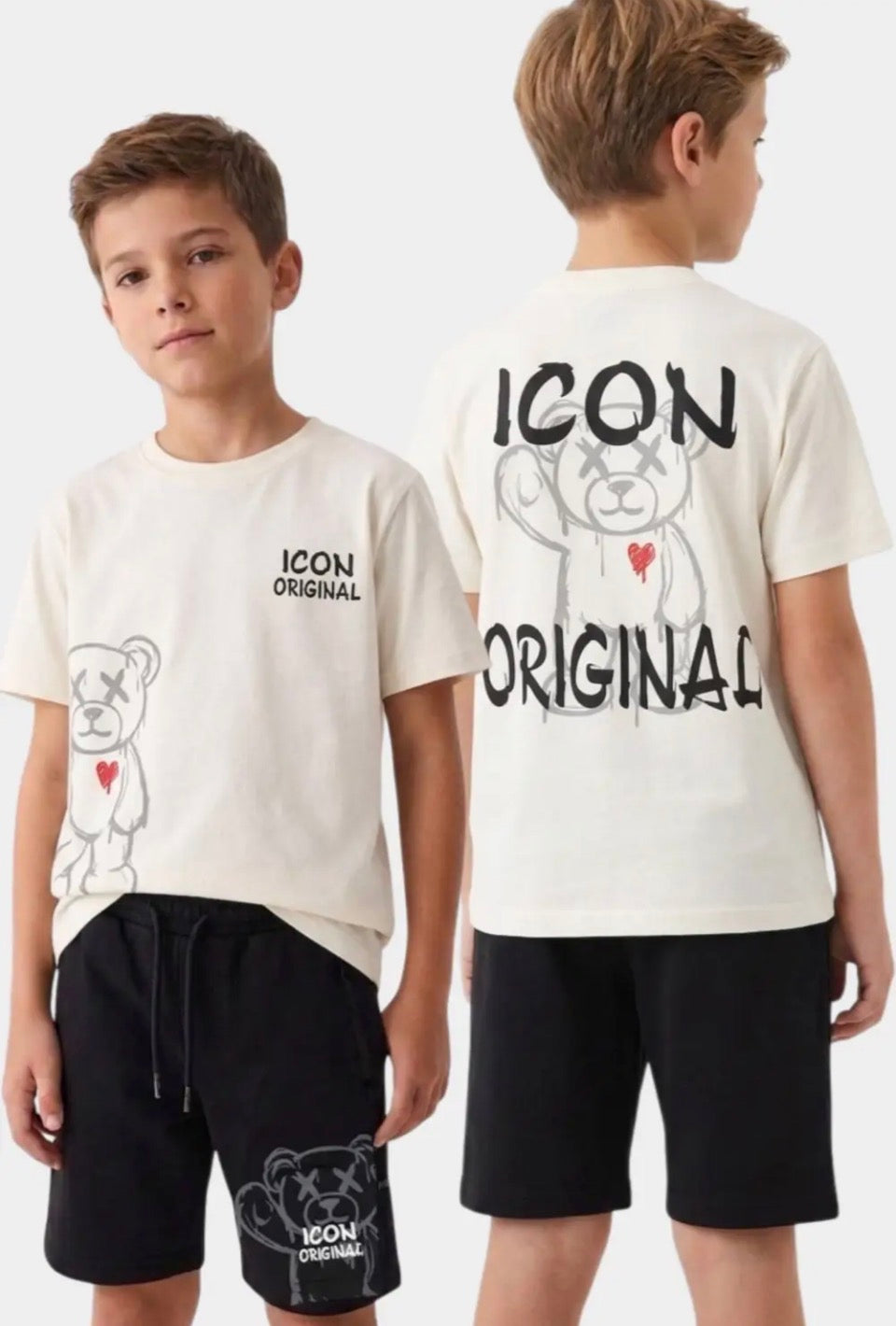 Ensemble ICON Original Blanc & Noir Enfant – T-shirt & Short