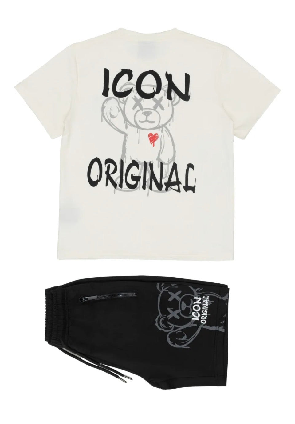 Ensemble ICON Original Blanc & Noir Enfant – T-shirt & Short