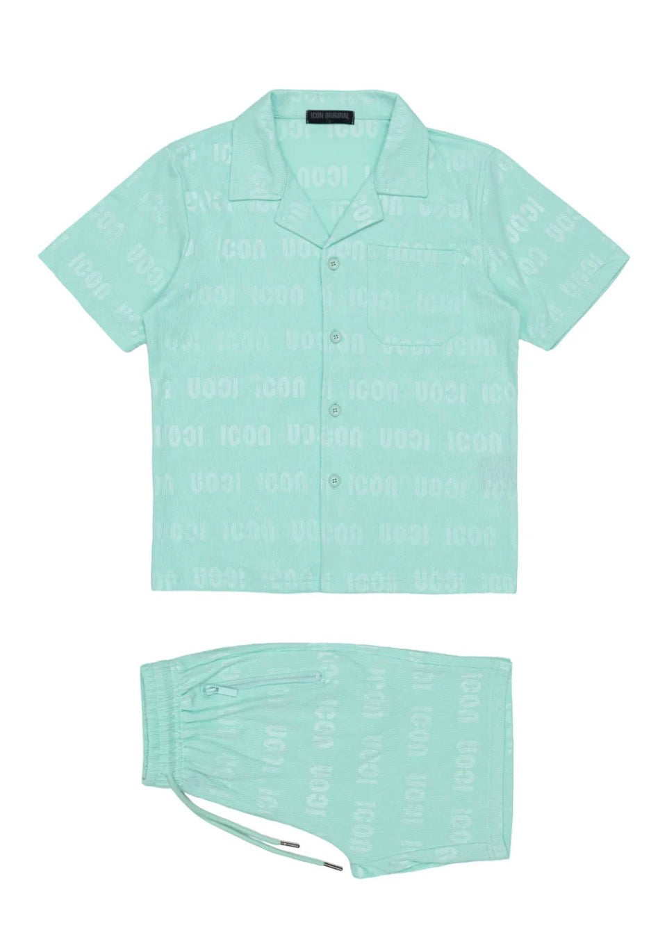 Ensemble Chemise & Short ICON Vert Menthe Enfant