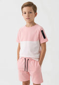 Ensemble Rose & Blanc Enfant – T-shirt & Short Bicolore