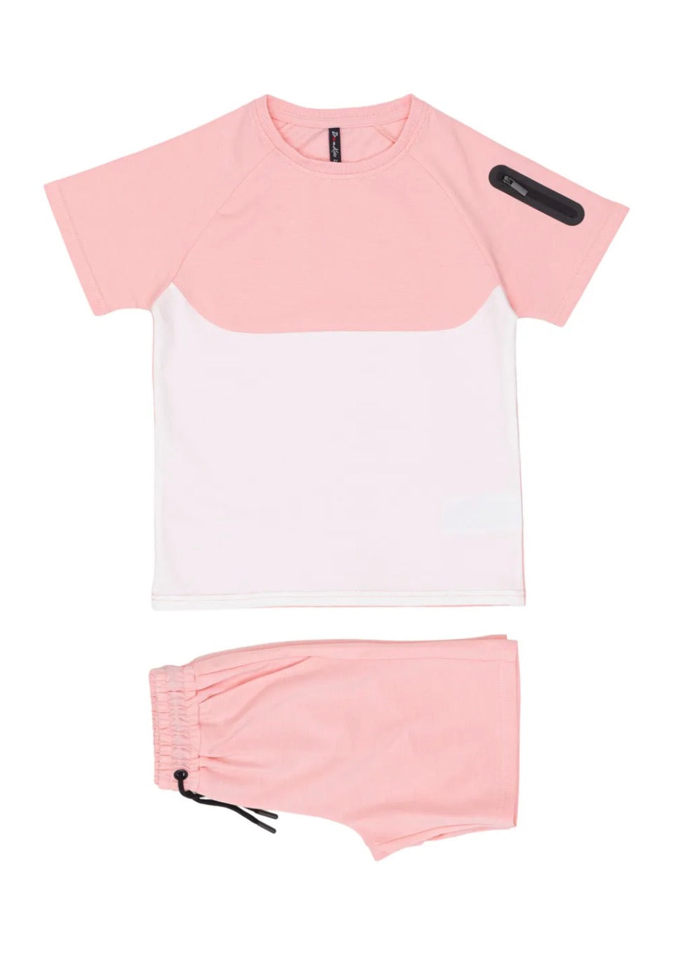 Ensemble Rose & Blanc Enfant – T-shirt & Short Bicolore