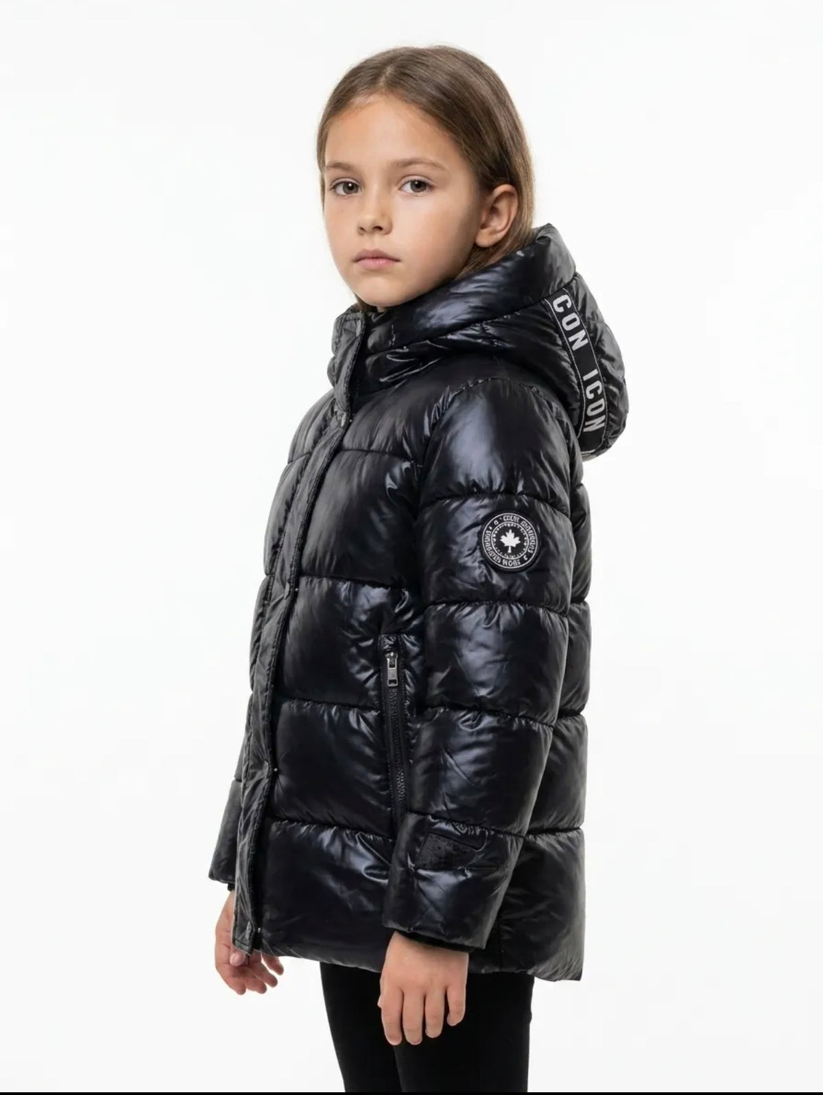 Doudoune fille noire brillante ICON
