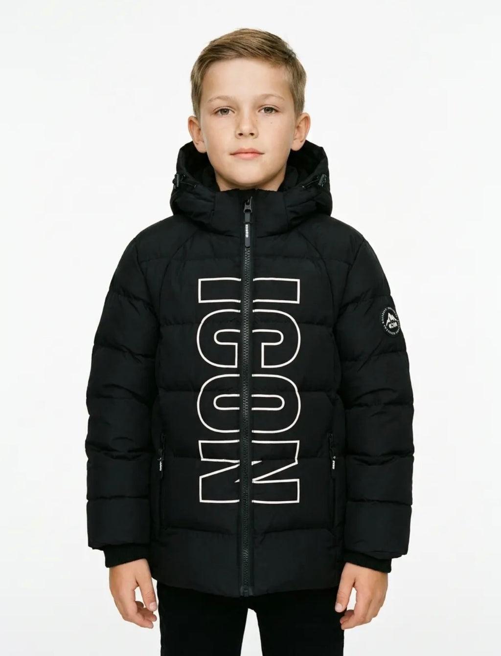 Doudoune garçon noire à capuche ICON
