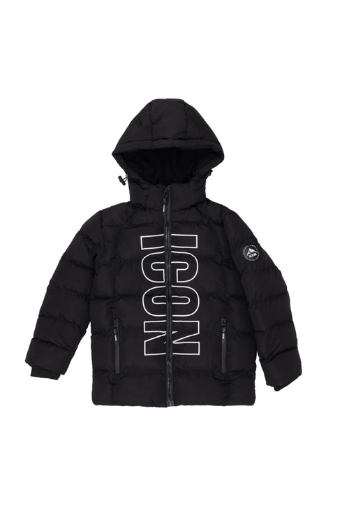 Doudoune garçon noire à capuche ICON